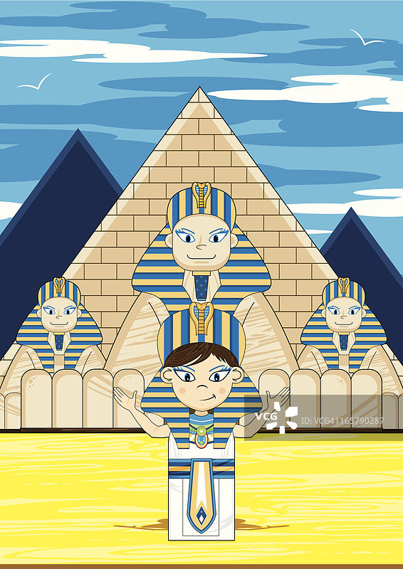 埃及法老和狮身人面像场景图片素材