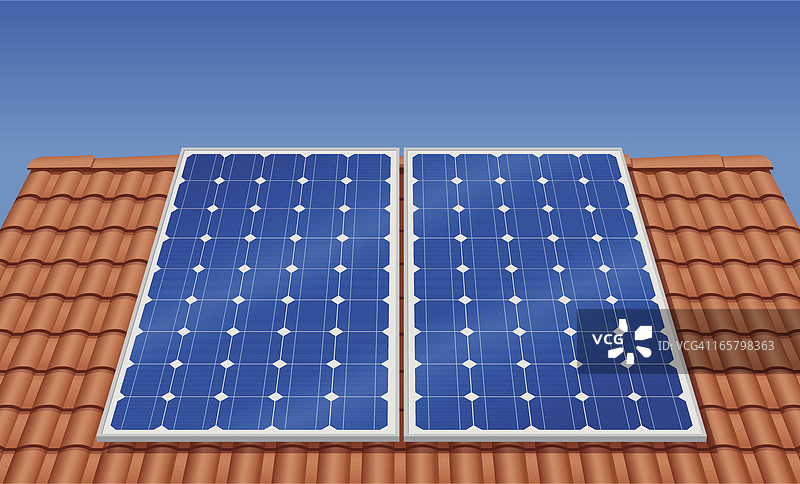屋顶上的太阳能电池板(矢量)图片素材