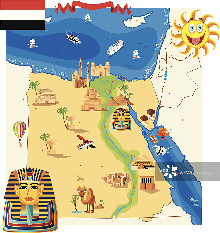 埃及卡通地图图片素材