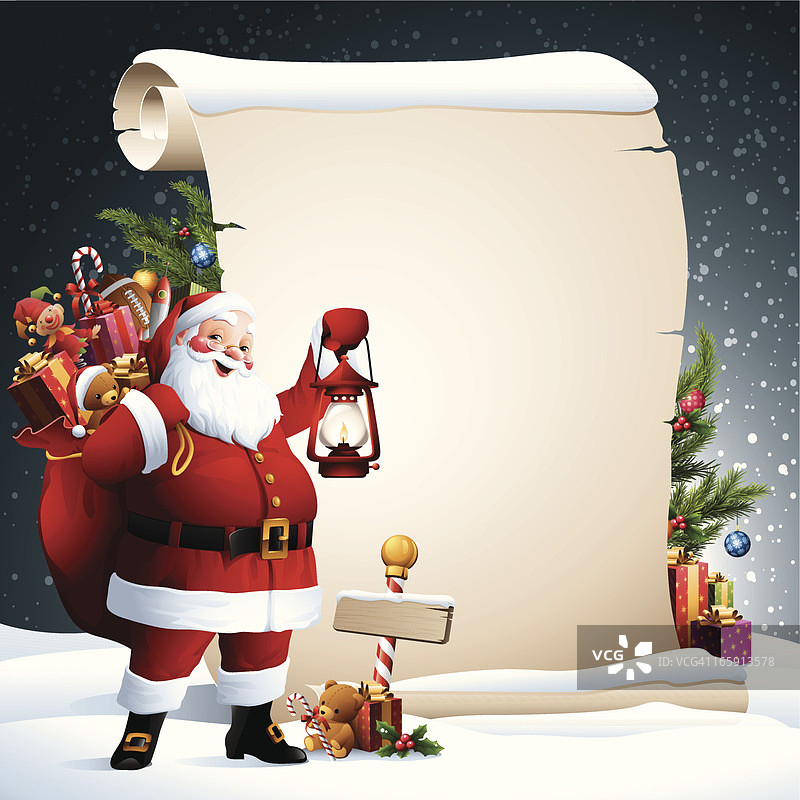 圣诞老人-圣诞卷轴图片素材