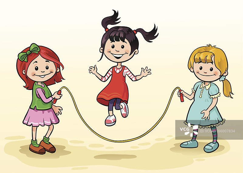 三个女孩跳绳图片素材