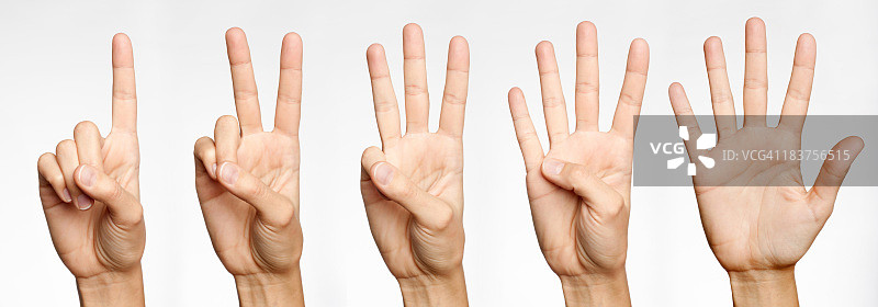 一，二，三，四，五-手指计数(XXXL)图片素材