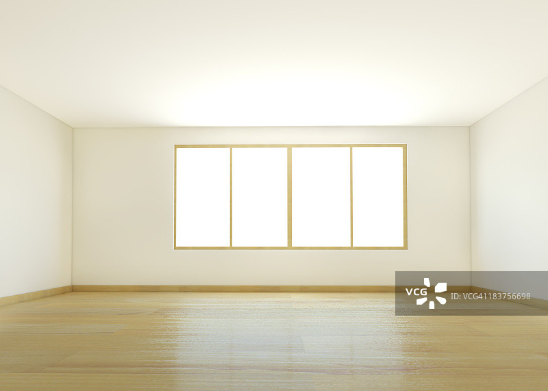 一间铺着木地板的白色空房间图片素材
