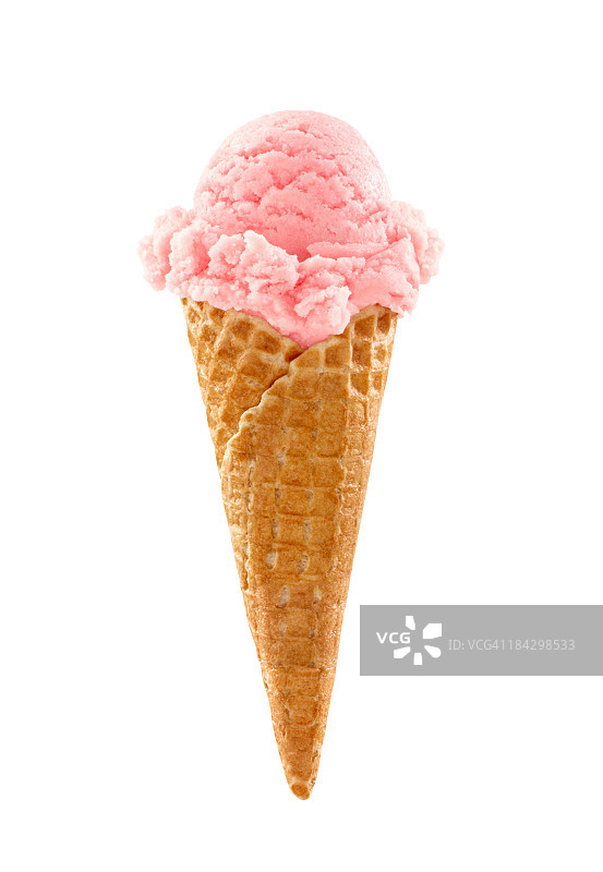 白色背景上的草莓冰淇淋图片素材