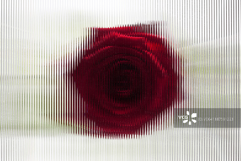 在带有条纹图案的斜面玻璃后面看到的一朵玫瑰图片素材