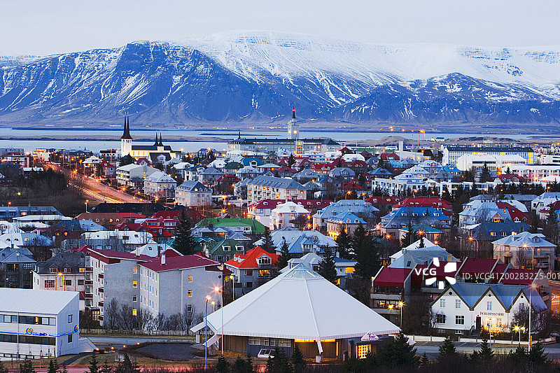 冰岛，雷克雅未克市中心，高架景观图片素材