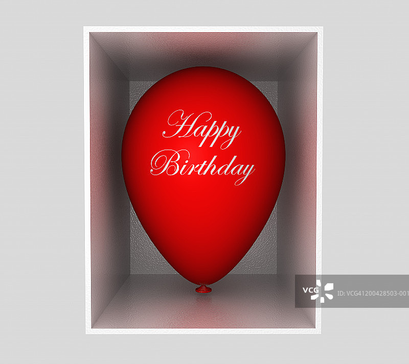 印有“生日快乐”字样的气球，装在盒子里图片素材