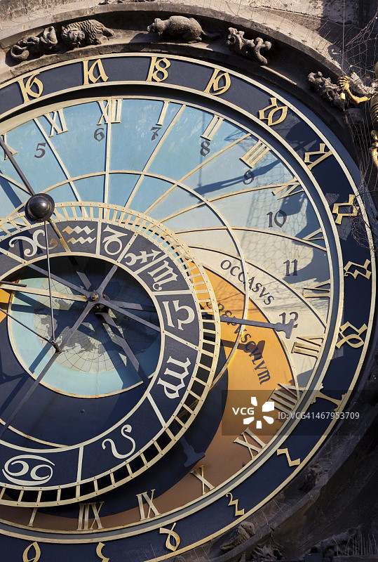 布拉格市政厅天文钟的细节图片素材