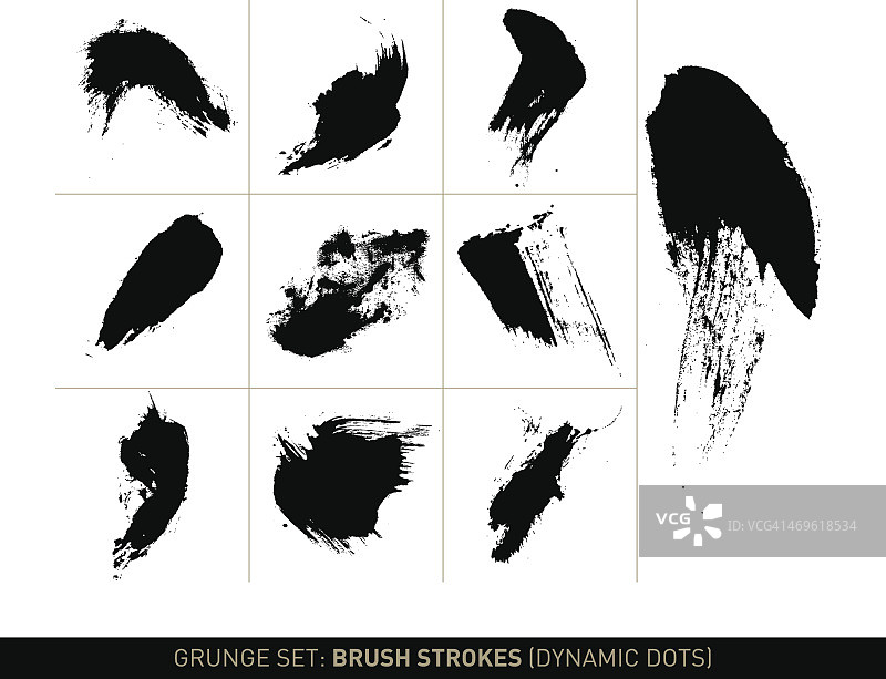 Grunge设置:笔触动态点在黑白图片素材