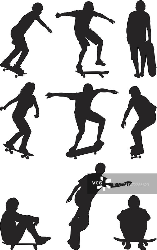 滑板的人的剪影图片素材