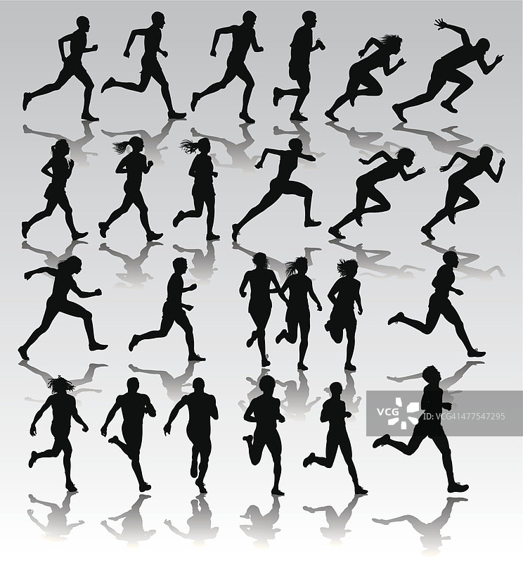 跑步者，慢跑者，短跑者——男女图片素材