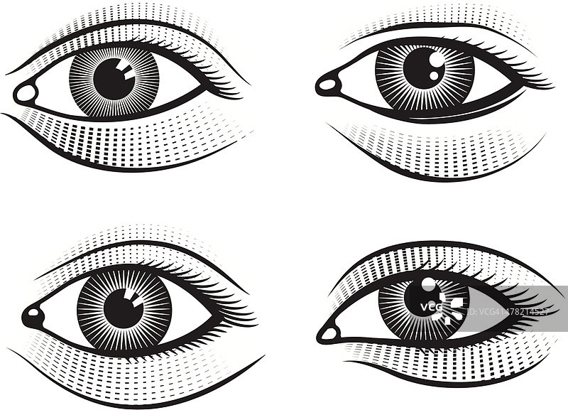 人的眼睛黑白版权免费矢量图标集图片素材