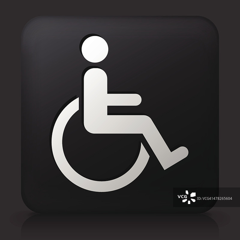 黑色方形按钮与轮椅用户图片素材