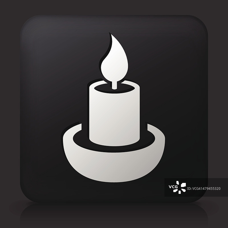 黑色方形按钮与蜡烛图标图片素材