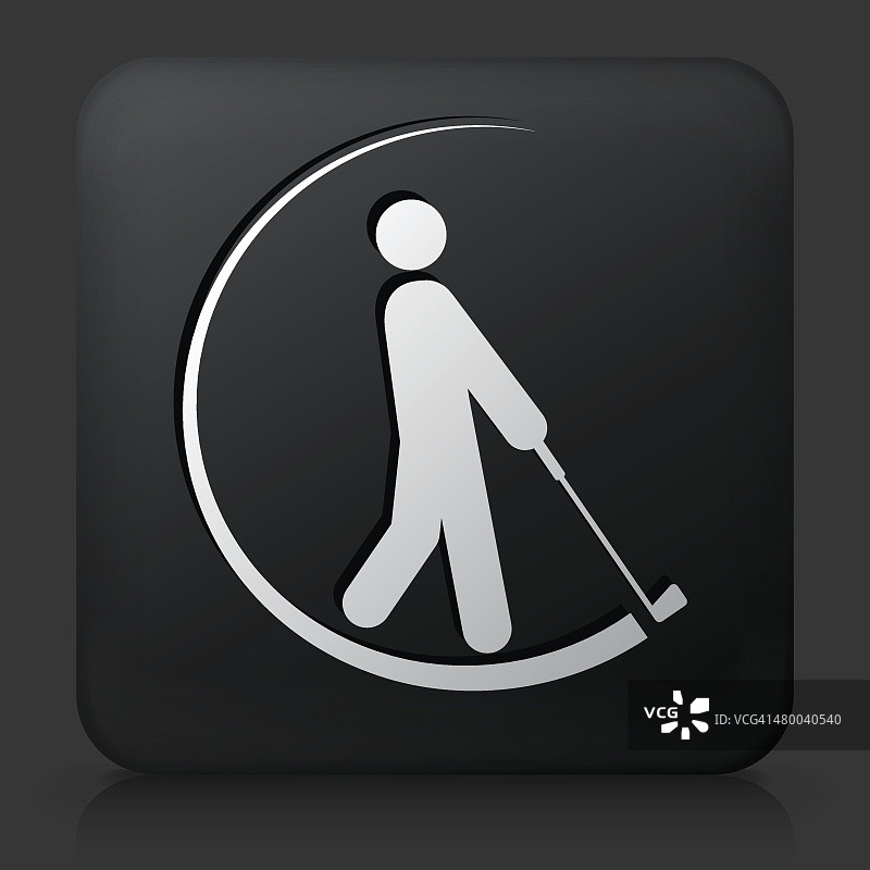 黑色方形按钮与高尔夫球手挥杆高尔夫球杆图片素材