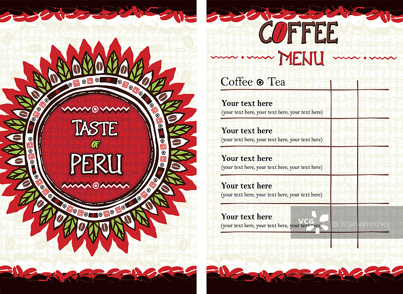菜单为餐厅，咖啡馆，酒吧，咖啡馆-秘鲁的味道图片素材
