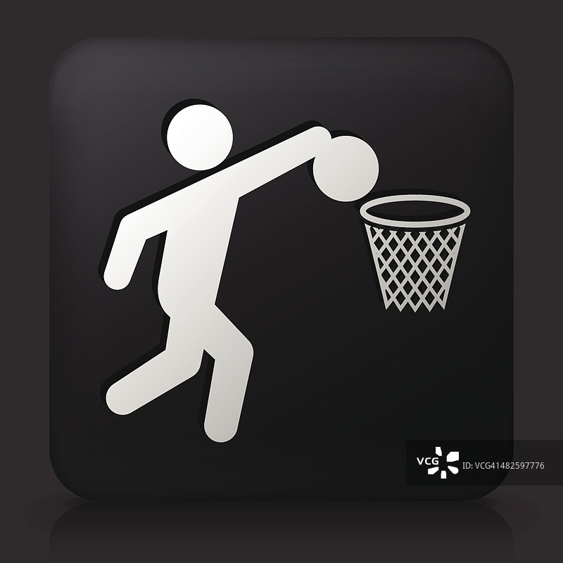黑色方形按钮与篮球图标图片素材