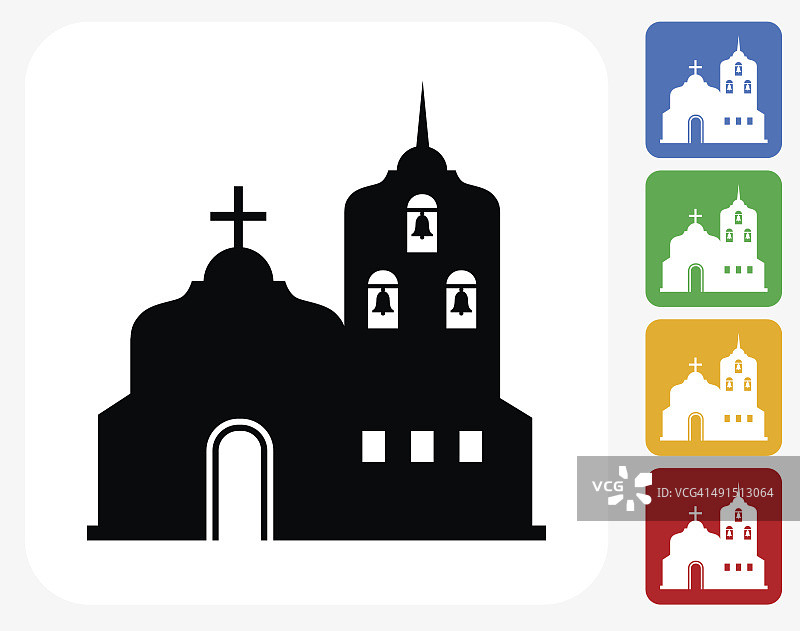基督教教堂图标平面设计图片素材