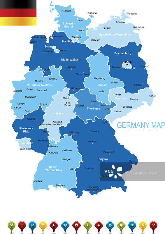 德国蓝地图图片素材