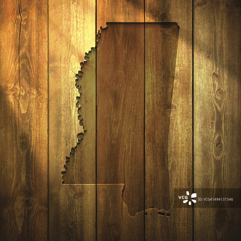 密西西比地图上的照明木制背景图片素材