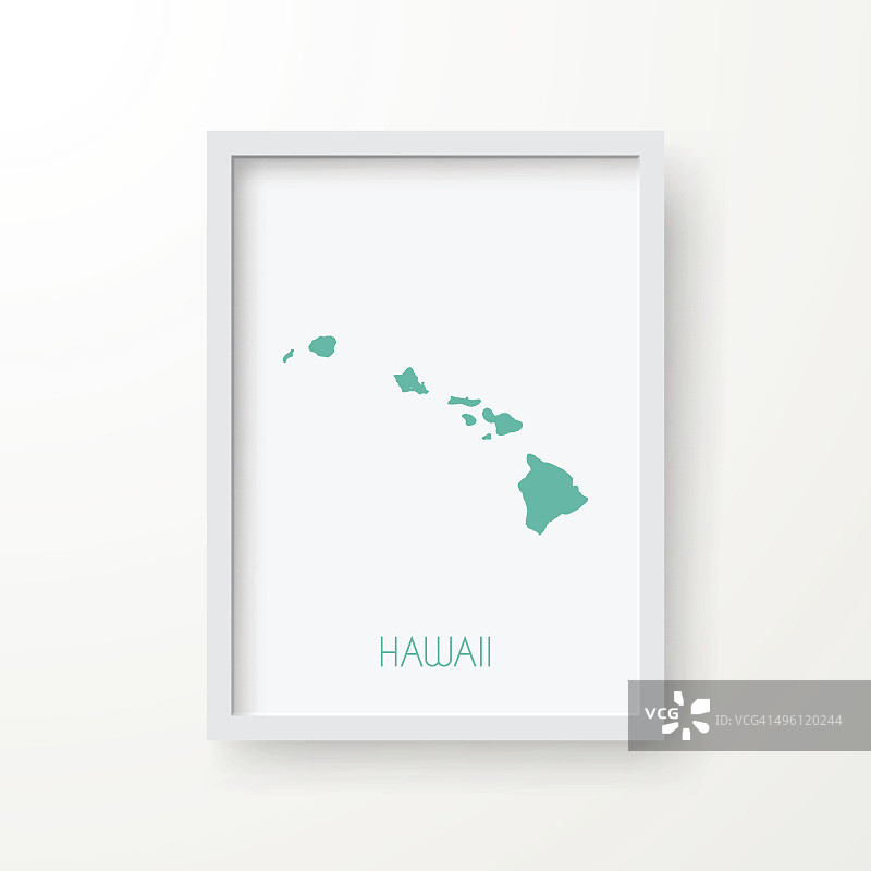 夏威夷地图在框架上的白色背景图片素材