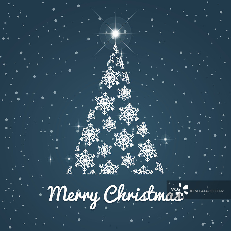 冬天和圣诞树蓝色的背景与星星图片素材