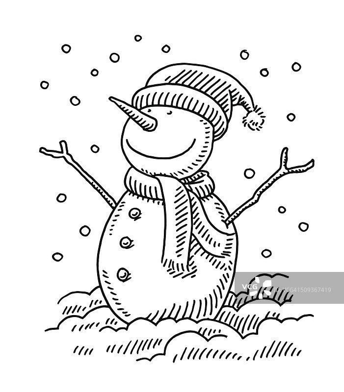 快乐雪人冬季画图片素材