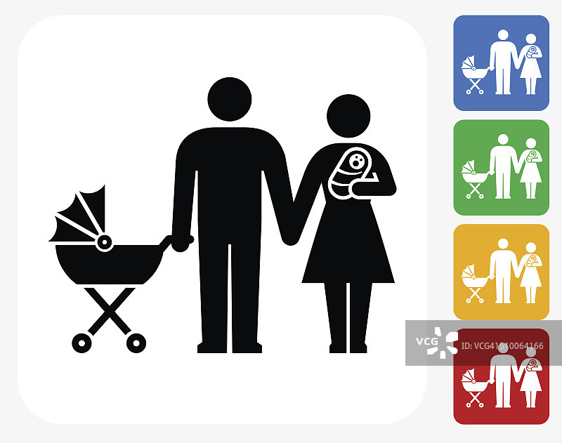 家庭和婴儿图标平面设计图片素材
