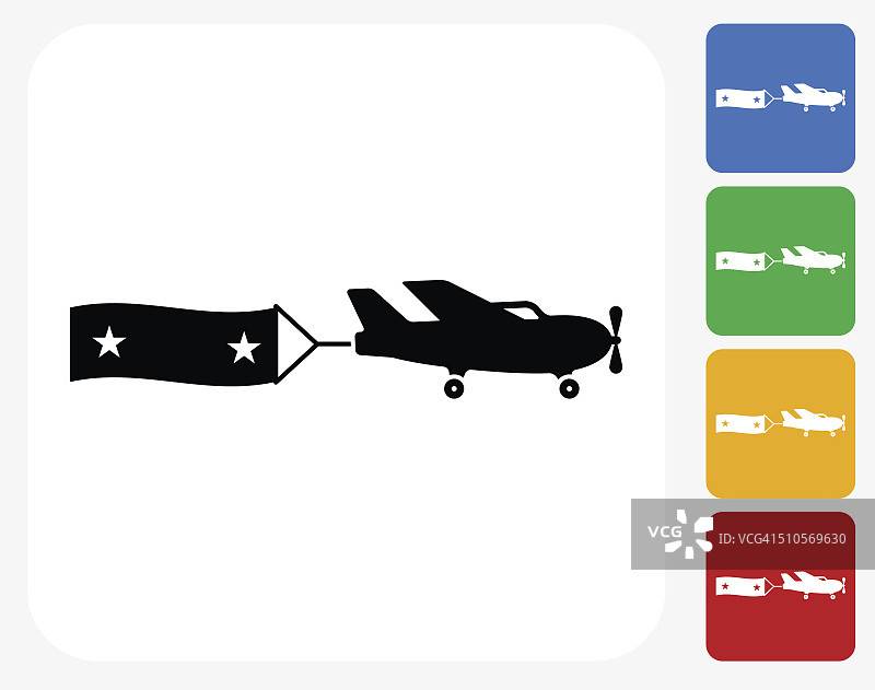飞机和旗帜图标平面图形设计图片素材