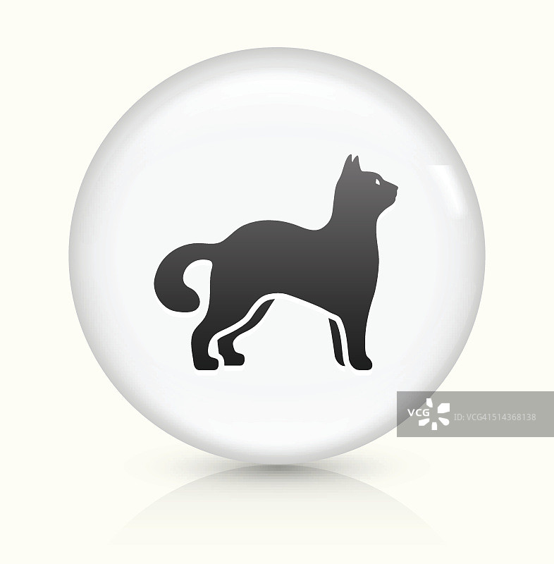 猫图标上的白色圆形矢量按钮图片素材