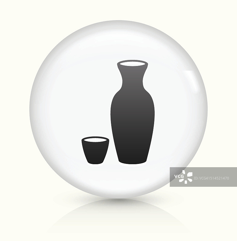 清酒图标上的白色圆形矢量按钮图片素材