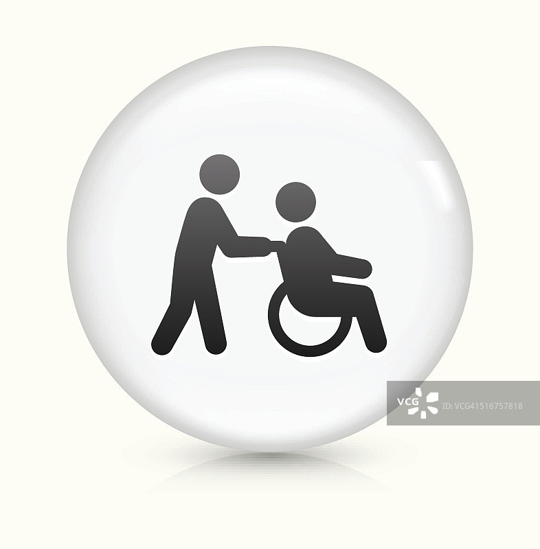 轮椅护理图标上的白色圆形矢量按钮图片素材