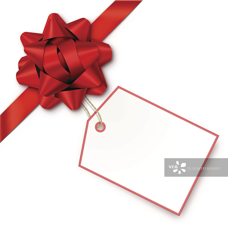 红色礼品蝴蝶结与标签图片素材