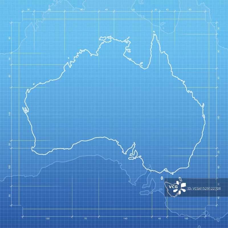 澳大利亚地图上的蓝图背景图片素材