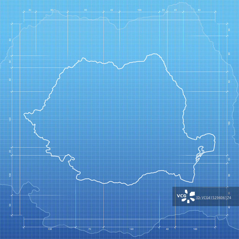 罗马尼亚地图上的蓝图背景图片素材