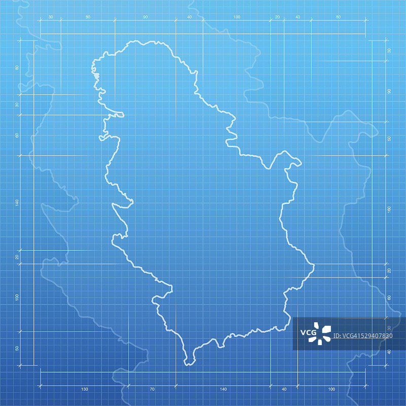 塞尔维亚地图上的蓝图背景图片素材