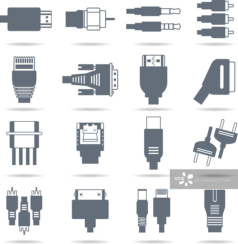 连接器，插孔，电缆-电脑图标图片素材