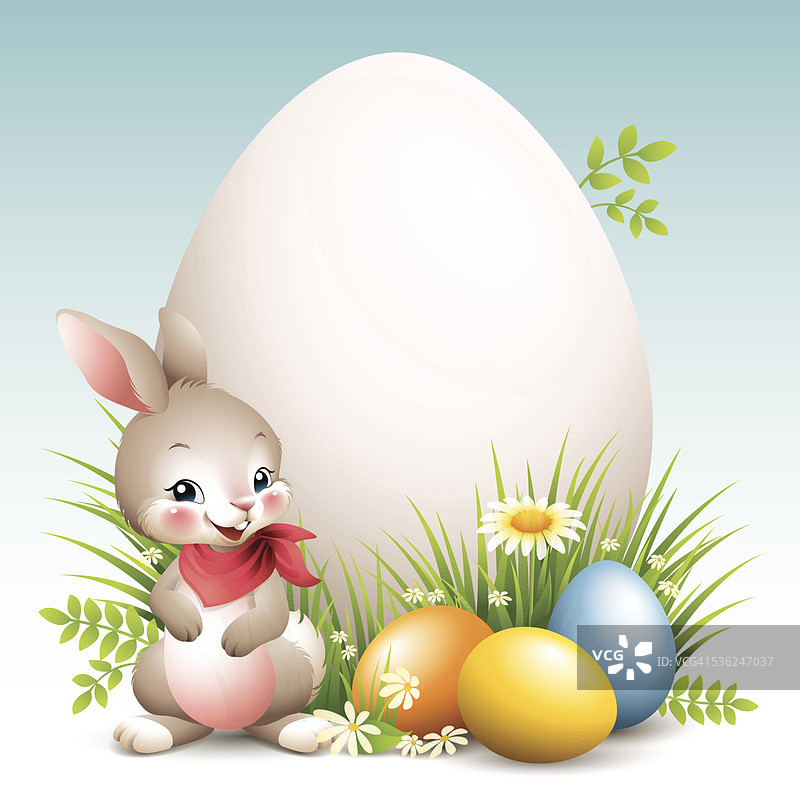 复活节兔子-大蛋图片素材