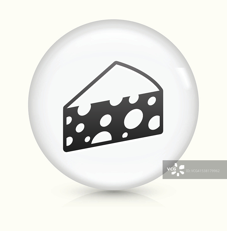 切片奶酪图标上的白色圆形矢量按钮图片素材
