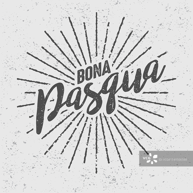 Bona Pasqua(加泰罗尼亚语“复活节快乐”)老式丝网印刷图片素材