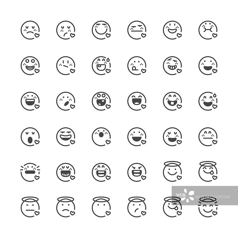 Emoticons set 32 | Thin Line系列图片素材