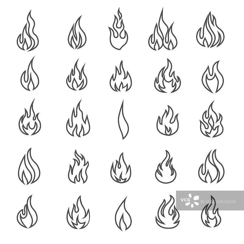 矢量火和火焰图标-插图图片素材