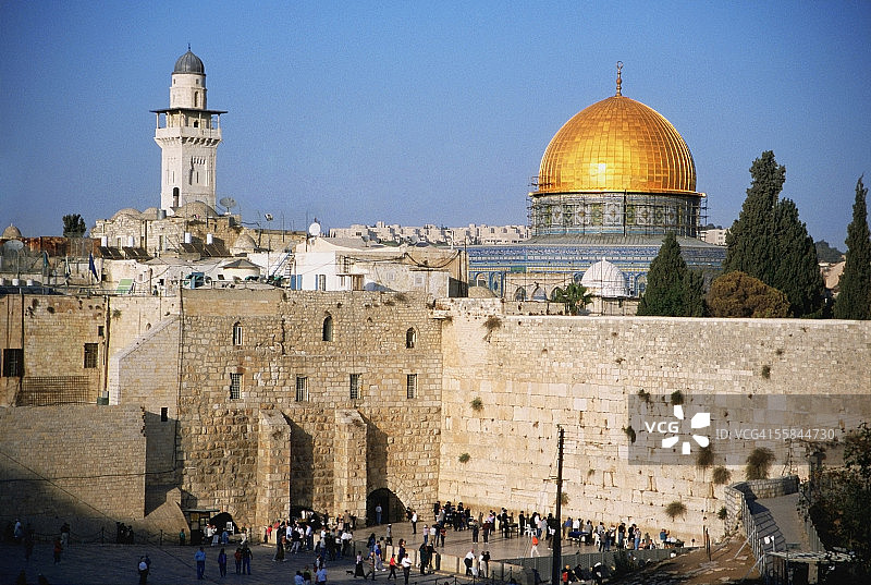 以色列，耶路撒冷，西墙和圆顶的岩石图片素材