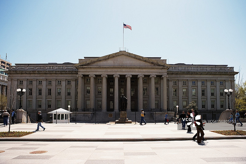 美国华盛顿特区美国财政部大楼立面图片素材