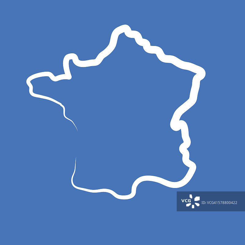 法国轮廓地图由单线绘制而成图片素材