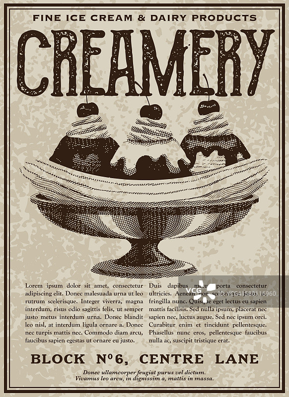 复古维多利亚风格的冰淇淋店广告图片素材