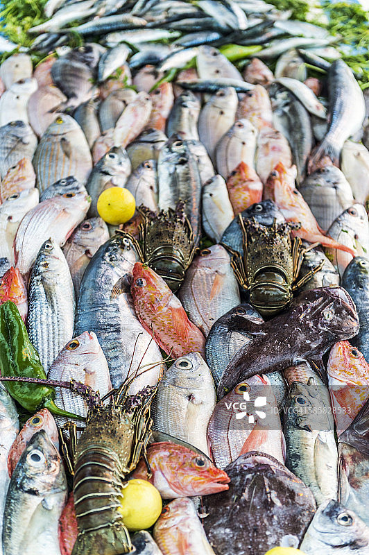 摩洛哥，Essaouira市场上的鱼和海鲜图片素材