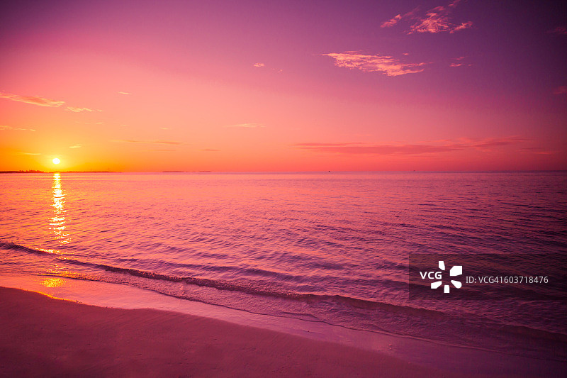 美丽的日落和海滩图片素材