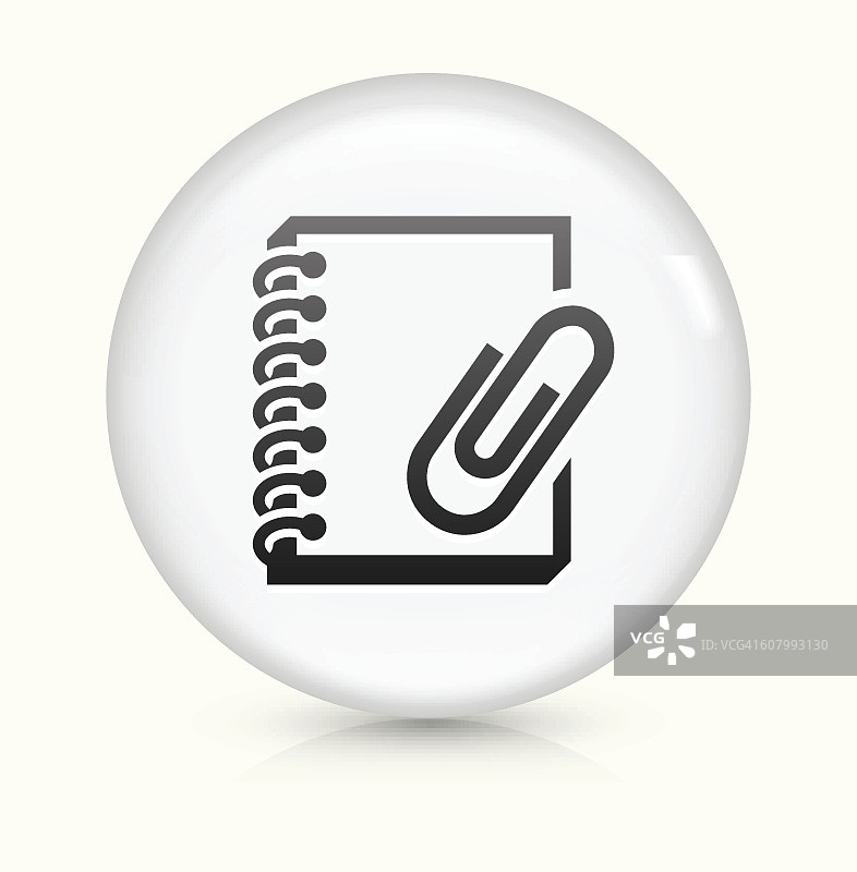 环形活页夹纸夹图标上白色圆形矢量按钮图片素材