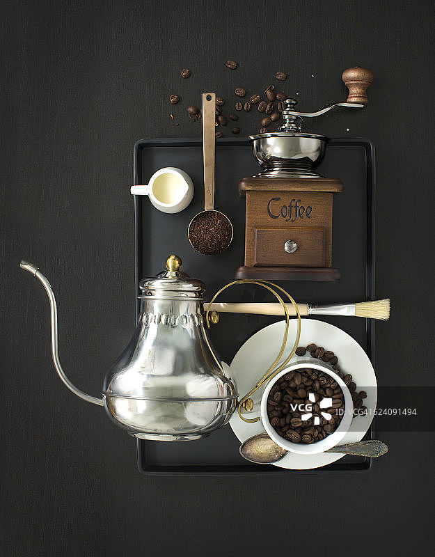 传统咖啡饮品相关对象。图片素材